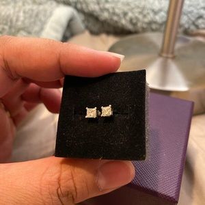 Princess Cur Diamond Earrings 14k, 1/2 ctw